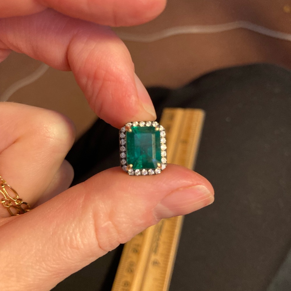 3.19 Carat Natural Emerald 14k diamond charm *CHARM ONLY* - Picture 10 of 17